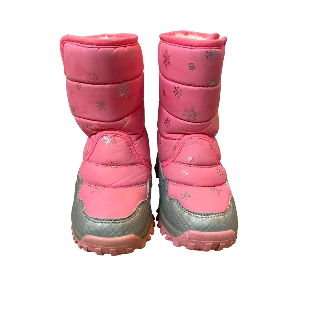 COGA Girls Pink Snowflake Winter Snow Ski Boots Faux‎ Fur Lined Size 1.5Y